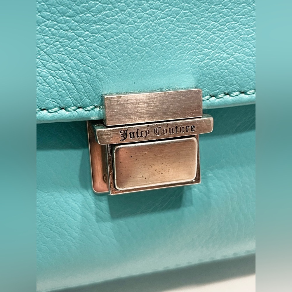 RARE NWT JUICY COUTURE VINTAGE Blue Leather Silver Accent Silk Bow Barrel Bag - Picture 15 of 15